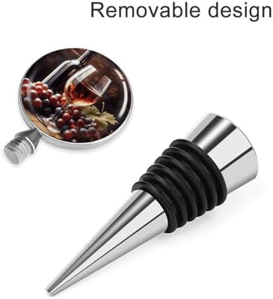 Art Red Wine Galsses & Grapes Wine Stoppers Leak Proof Beverage Bottle