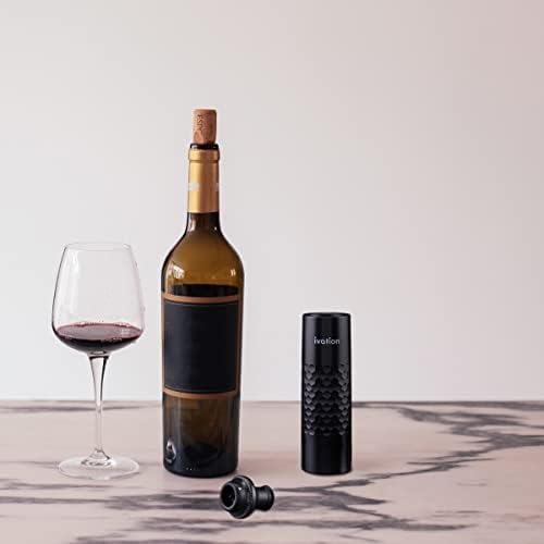 Ivation Rechargeable Wine Saver Pump, USB-C, 4 Stoppers, LED, 6-Piece