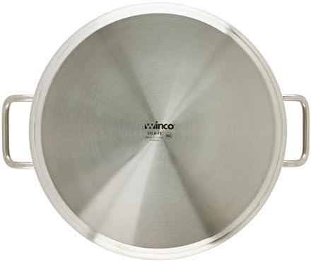 Winco 15 qt Stainless Steel Brazier Pan with Lid