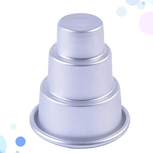 3-Tier Round Cake Molds Aluminum Cupcake and Pudding Baking Pan Set of