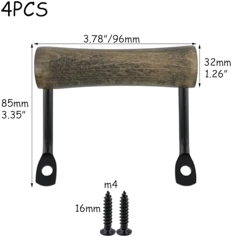 HEVSTIL 4Pk Brown Serving Tray Handles, Metal Side Fixing for Cutting