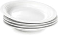 Soup and Pasta Bowls Set of 4, 9.25in Porcelain Wide Rim Plates