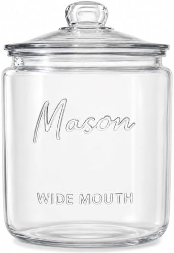 1 Gallon Mason Glass Jar with Lid – Wide Mouth Glass Storage Jar with
