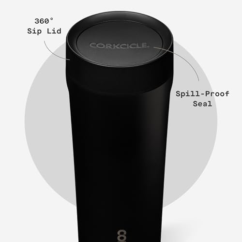 Corkcicle Commuter Cup 17 oz Travel Mug with 360° Sip Lid, Matte Black