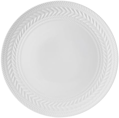 Pfaltzgraff Josephine 24-Piece Dinnerware Set, Porcelain Dish Set with Embossed Basket Weave Design, Service for 8, White Plates and Bowls Sets, Microwave and Dishwasher Safe