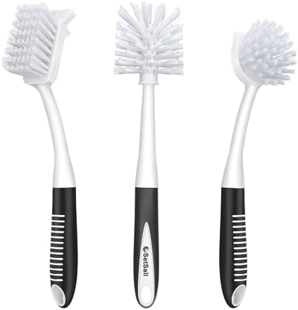 SetSail Dish Brush Set of 3 with Bottle Brush, Black