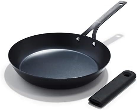 OXO Obsidian 10" Carbon Steel Frying Pan, Pre-Seasoned Skillet, Builds