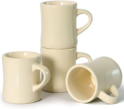 harebe Retro Coffee Cup Set of 4, 10 OZ Heavy Classic Ceramic Diner