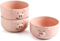 Pink Ceramic Pig Bowls, Set of 3, 13 oz
