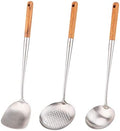 FJNATINH 17inches Stainless Steel Wok Spatula and Ladle Set