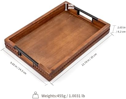 Wooden Serving Trays with Metal Handles 15 X 11inch Vintage Ottoman