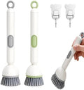 2Pcs 360° Rotating Dish Brush with Soap Dispenser, Non-Slip Long