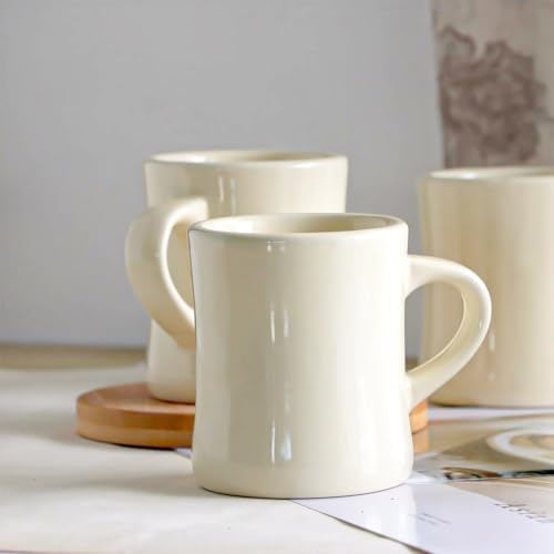harebe Retro Coffee Cup Set of 4, 10 OZ Heavy Classic Ceramic Diner
