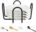 Ceramic Spoon Rest Set with Holder, 4 Pack