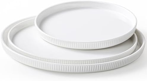 Dizada Round Serving Platters 3-Pack (12.8"/10.8"/8.8") - White