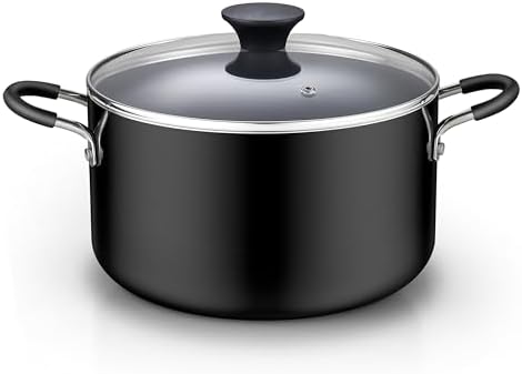 Cook N Home 6 Quart Non Stick Stock Pot with Lid, Large Pots for