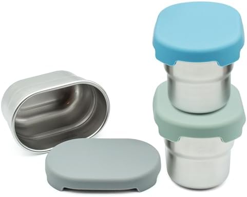 WeeSprout Stainless Steel Dip Containers with Leakproof Silicone Lids