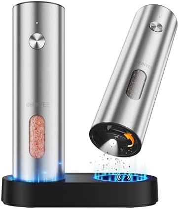 Rechargeable Electric Salt and Pepper Grinder Set, Charging Base