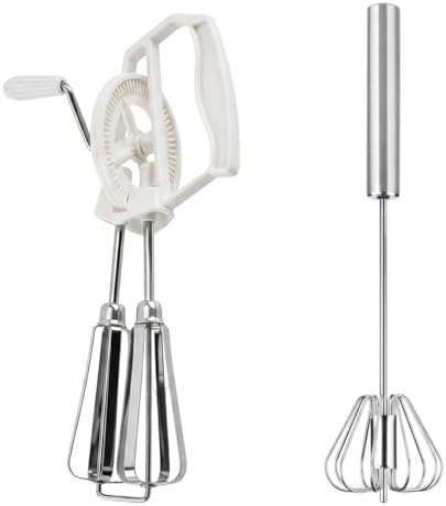 2 PCS Egg Beaters Hand Crank, Manual Egg Whisker Set with Stainless