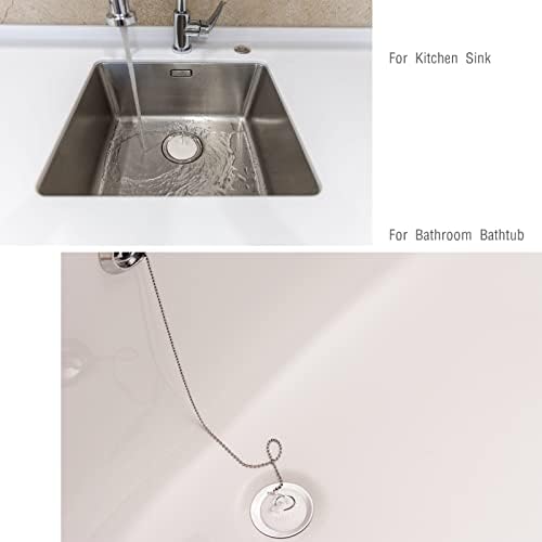 2 Pack Tub Stopper, Rubber Bathtub Plug, Fits 1" to 1-3/8" Drains