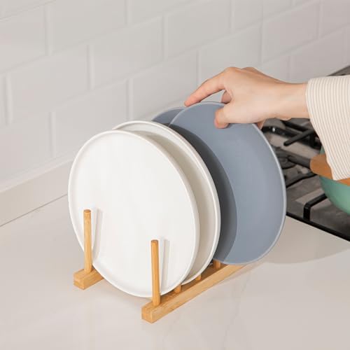 HBlife 4pcs Bamboo Dish Plate Bowl Cup Book Pot Lid Cutting Board