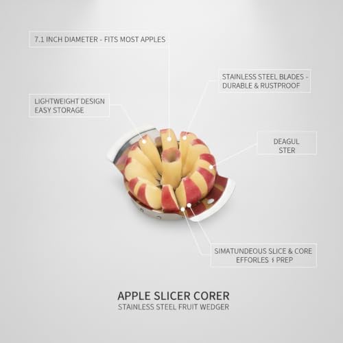 Apple Corer and Slicer, Stainless Steel Manual Fruit Wedger for Pie