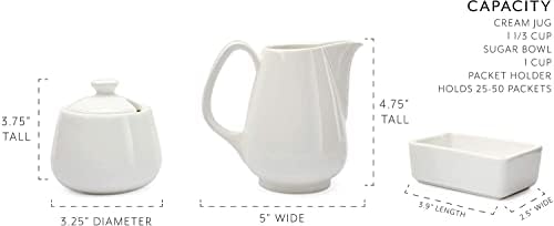 Darware Sugar and Creamer Set; 3-Piece Set w/Cream Pitcher, Sugar