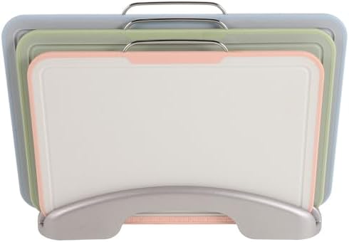 Plastic Cutting Board Set Stand and Handles Color Coded with Holder