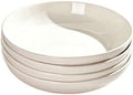 White Ceramic Pasta Bowls Set of 4, 8.7 Inch Large Deep Salad Plates