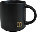 COLLECTIVE HOME Black Ceramic Coffee Mug, 15 oz Golden Monogram Tea