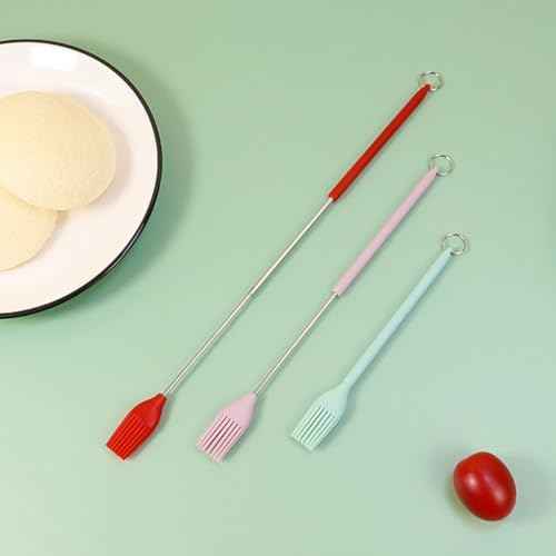 4pcs Silicone Pastry Brush Set with Stainless Steel Retractable Handle