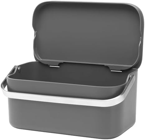 Brabantia Food Waste Caddy (0.48 Gal/Dark Gray) Kitchen Leftovers Can