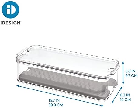 iDesign Produce Refrigerator Bin with Lid, 15.72" x 6.32" x 3.76"