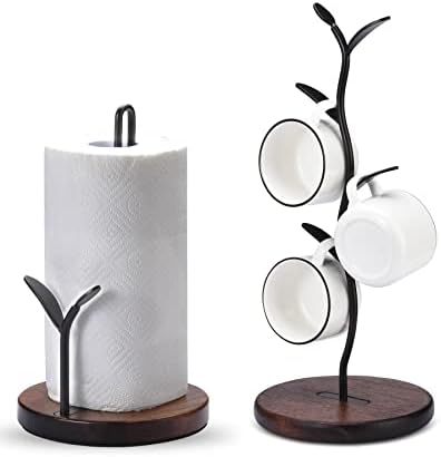 Paper Towel Holder and Mug Tree Set, Paper Roll Holder and Coffee Mug