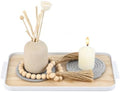 Wooden Tray with Iron Frame & Handles, 14 * 6.5 * 1.3 in Light Yellow