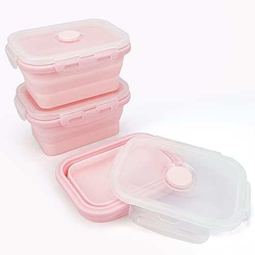 CCyanzi 3piece Collapsible Food Storage Containers with Lids, Silicone