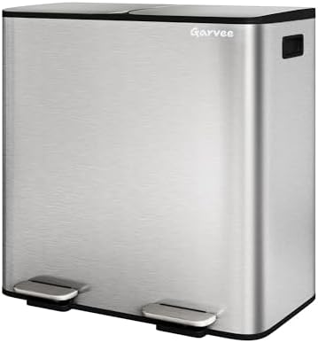 Garvee Dual Kitchen Trash Can, 2x10.6 Gal, Stainless Steel
