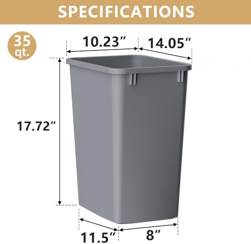 35 Quart Plastic Under-Cabinet Waste Bins, 2-Pack