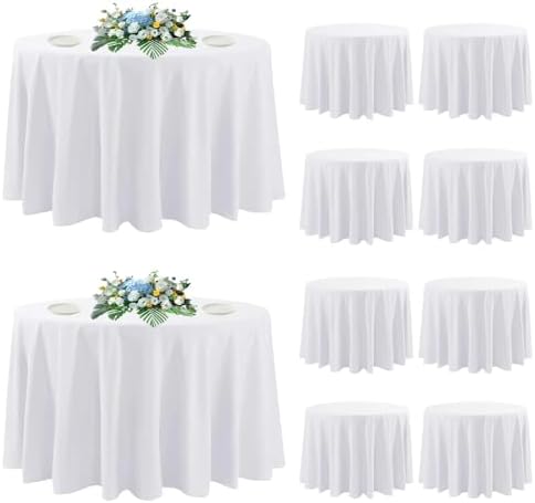DAKKIONY 10 Pack Round Tablecloth White 120 Inch, Stain Resistant and
