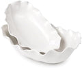DOWAN Ceramic Serving Bowls Set of 2, Large Serving Dishes for Party Entertaining, 12" & 16" Oval Decorative Bowls for Salad Fruit Pasta - White