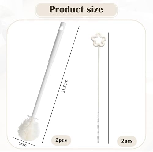2 Pieces Flexible Silicone Bottle Brush with Long Handle, Long Handle