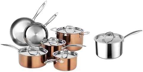 Ciwete 10-PC18/10 Stainless Steel Pots and Pans Set & 2 qt Saucepan