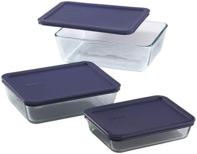 Pyrex Simply Store Rectangular Glass Food Containers, 3-Pack