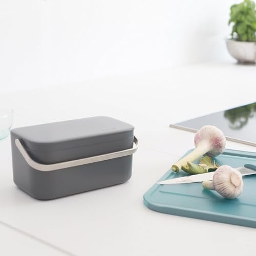 Brabantia Food Waste Caddy (0.48 Gal/Dark Gray) Kitchen Leftovers Can