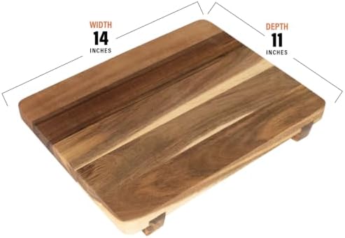 14x11 Acacia Wood Cutting Board with Feet for Griddle