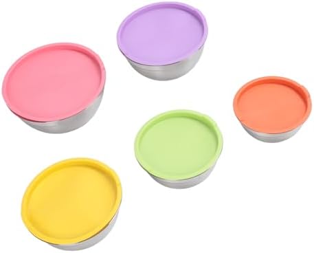 5PCS Stainless Steel Mixing Bowls with Airtight Lids for Kitchen