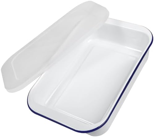 Webake Enamelware 9x13 Baking Pan with Lid Oblong Cake Pan Enameled