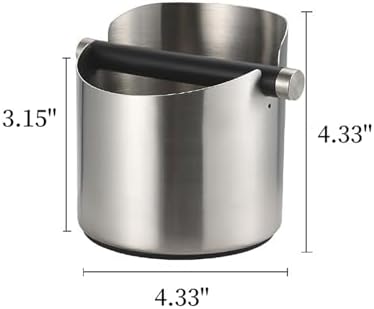 Espresso Knock Box, Stainless Steel Coffee Grounds Container with