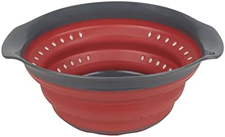 Collapsible Colander, Silicone Food Strainer with Plastic Handles