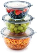 3pcs Small Glass Mixing Bowls with Lids Set, Nesting Mixing Bowls Set